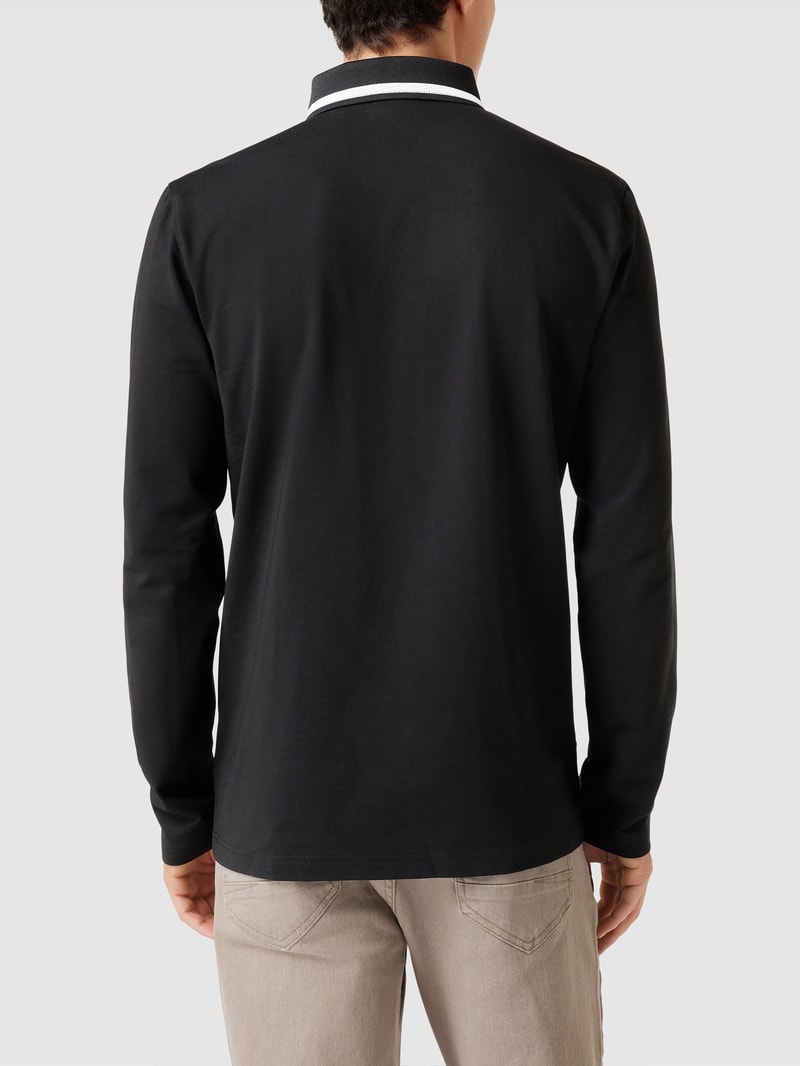 Poloshirt mit Kontraststreifen in anthrazit meliert