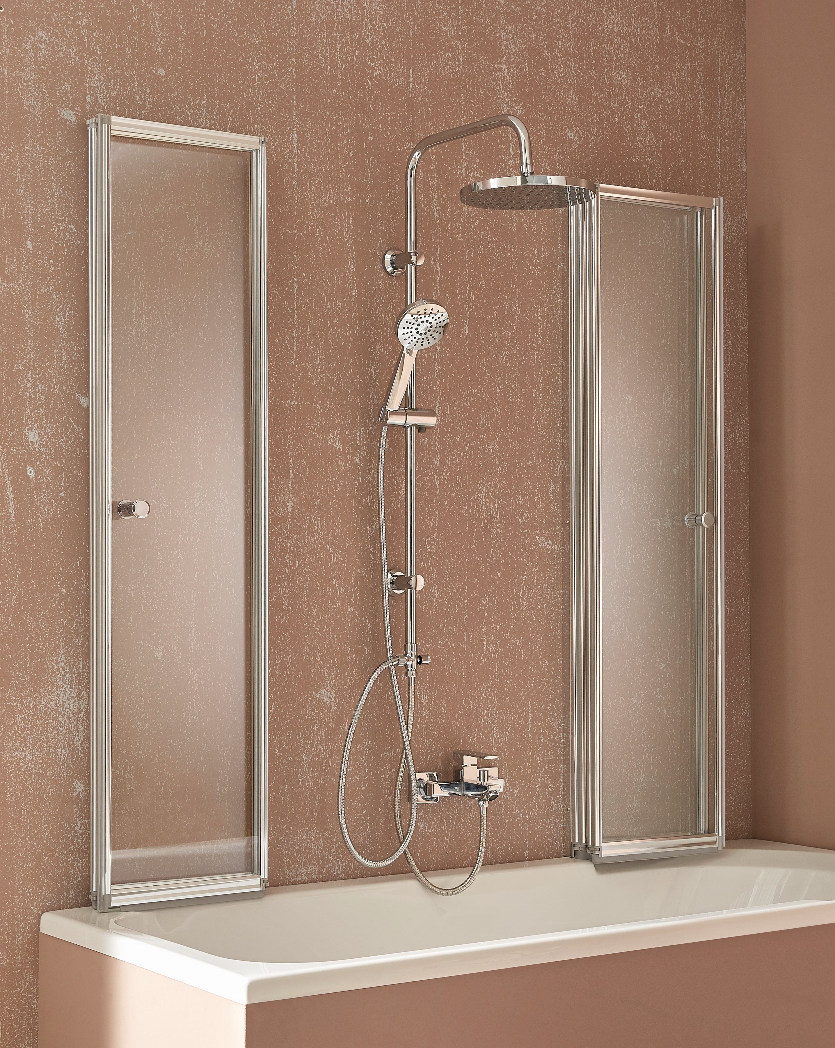 welltime Badewannenaufsatz Summer, Einscheibensicherheitsglas, (6 tlg), Badewannenfaltwand, Glaswand bestehend aus 6 Elementen