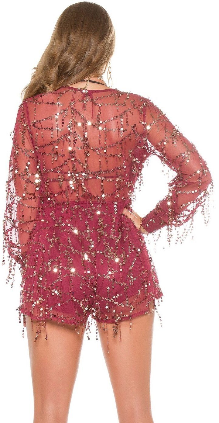 Koucla Playsuit Overall mit Paillettenfäden, Jumpsuit Pailletten Clubwear Karneval