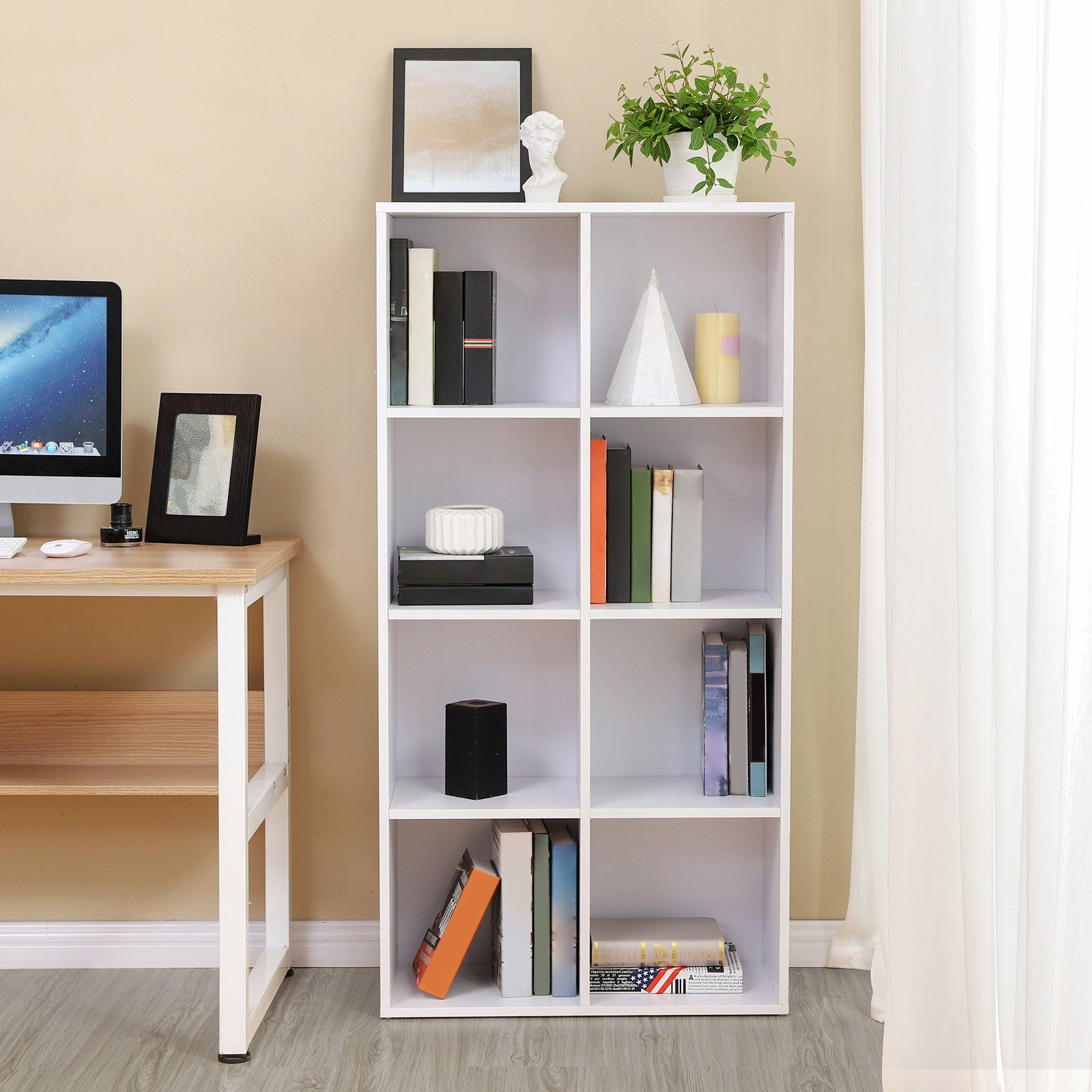VASAGLE Bücherregal Standregal, Raumteiler, freistehend, Dekoration