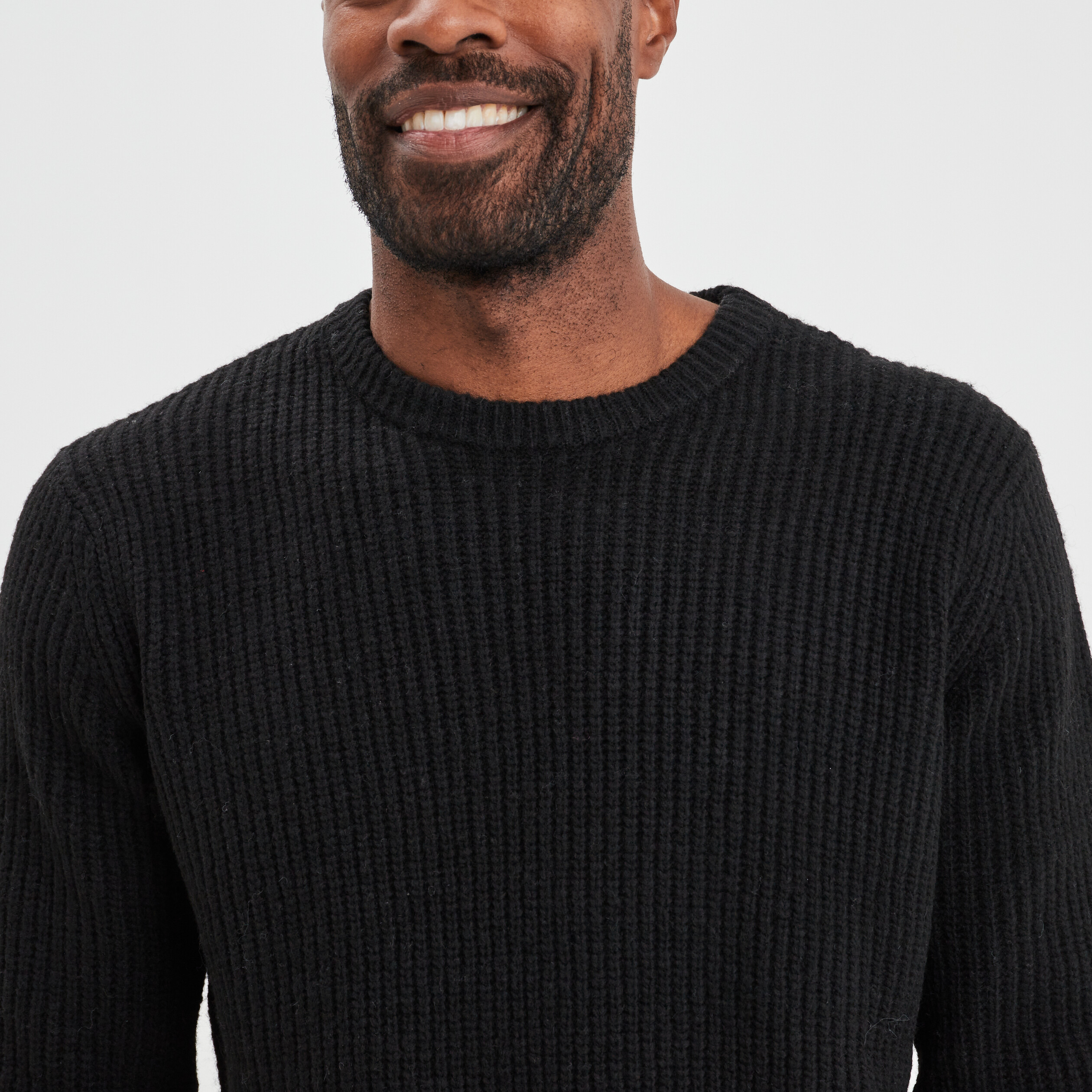 Pull col rond manches longues noir homme | La Halle