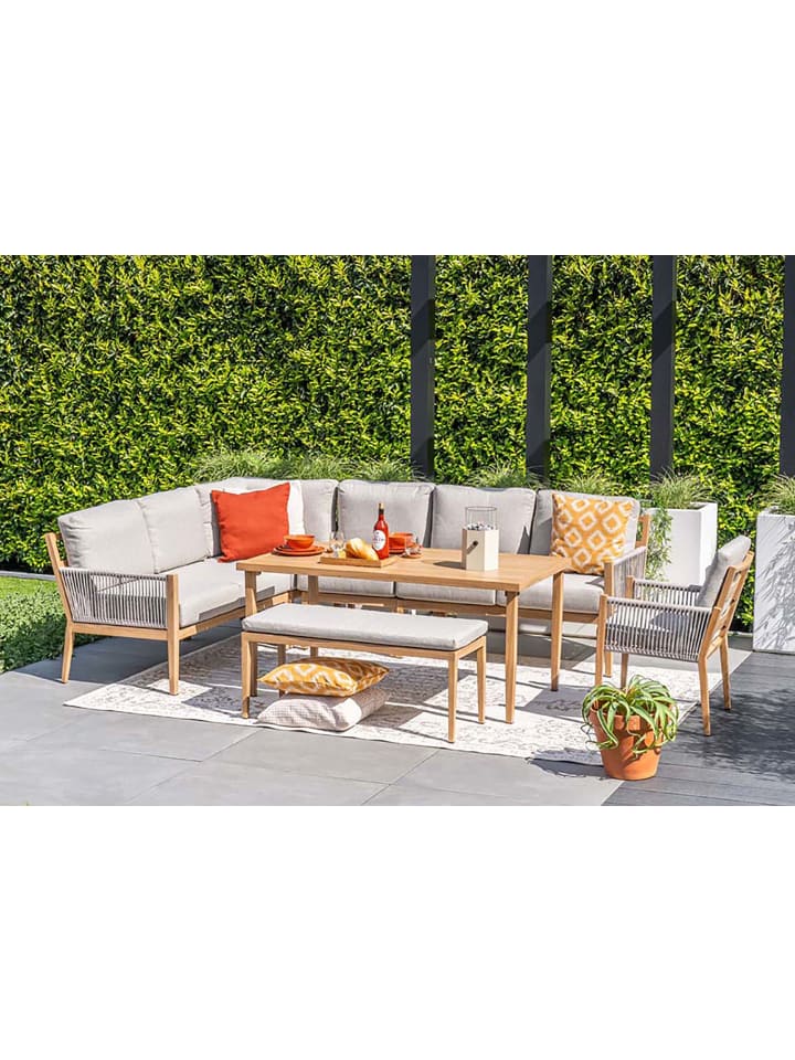 GMD Living Premium Alu Gartenmöbel Sitzgruppe SARDINIA, Dining Lounge in Teakholz Optik günstig kaufen onesize