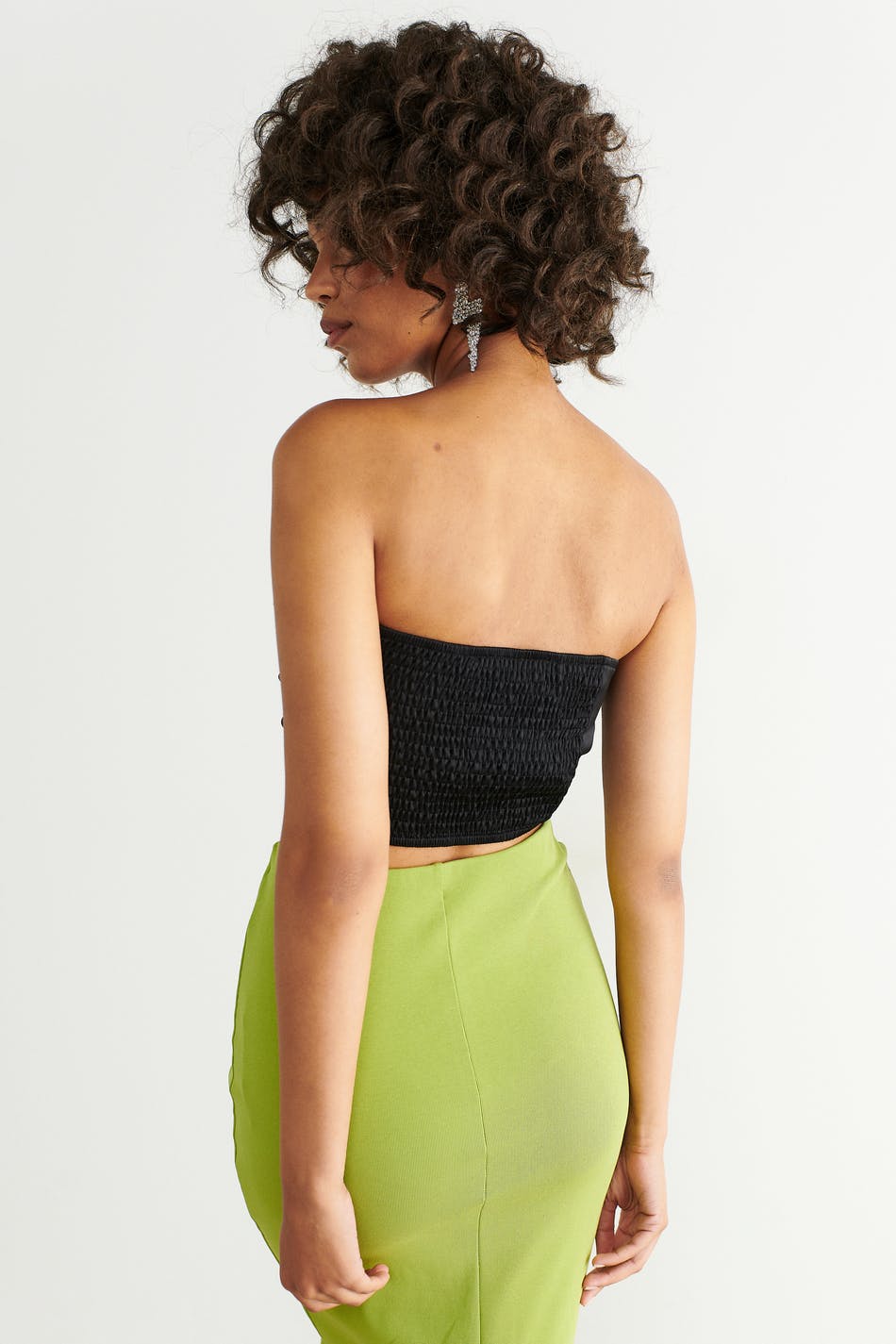 Pleated satin tube top