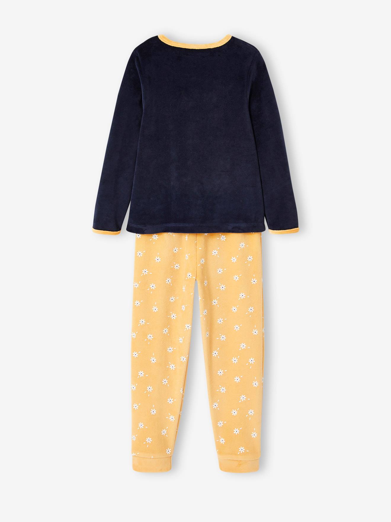 Lot de 2 pyjamas velours marguerites fille ocre