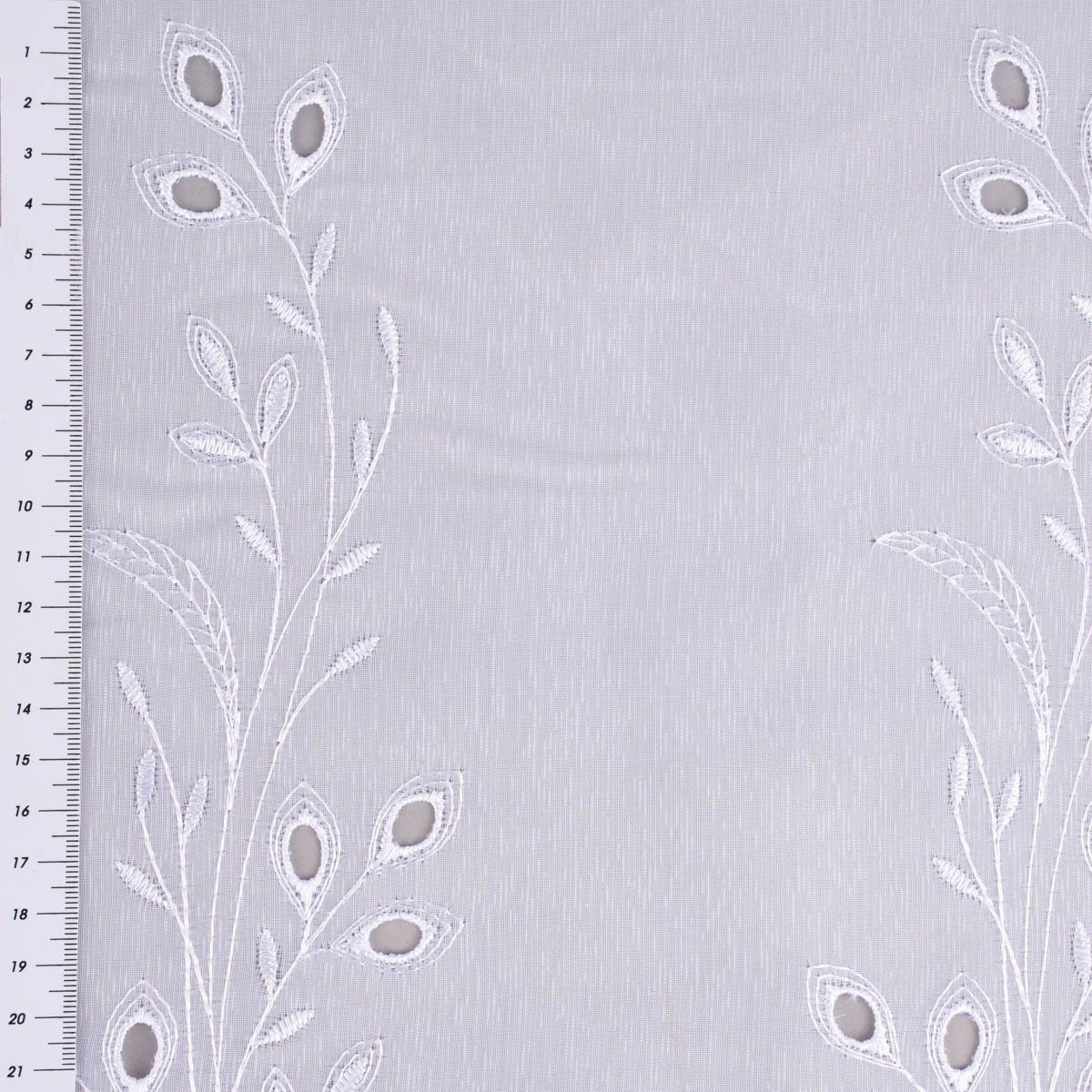 Meterware Gardinenstoff Gardinenstores Stickerei Voile Blätter Bordüre raumhoc, SCHÖNER LEBEN., leicht perforiert, Stickerei/Stickstoff, bestickt, pflegeleicht