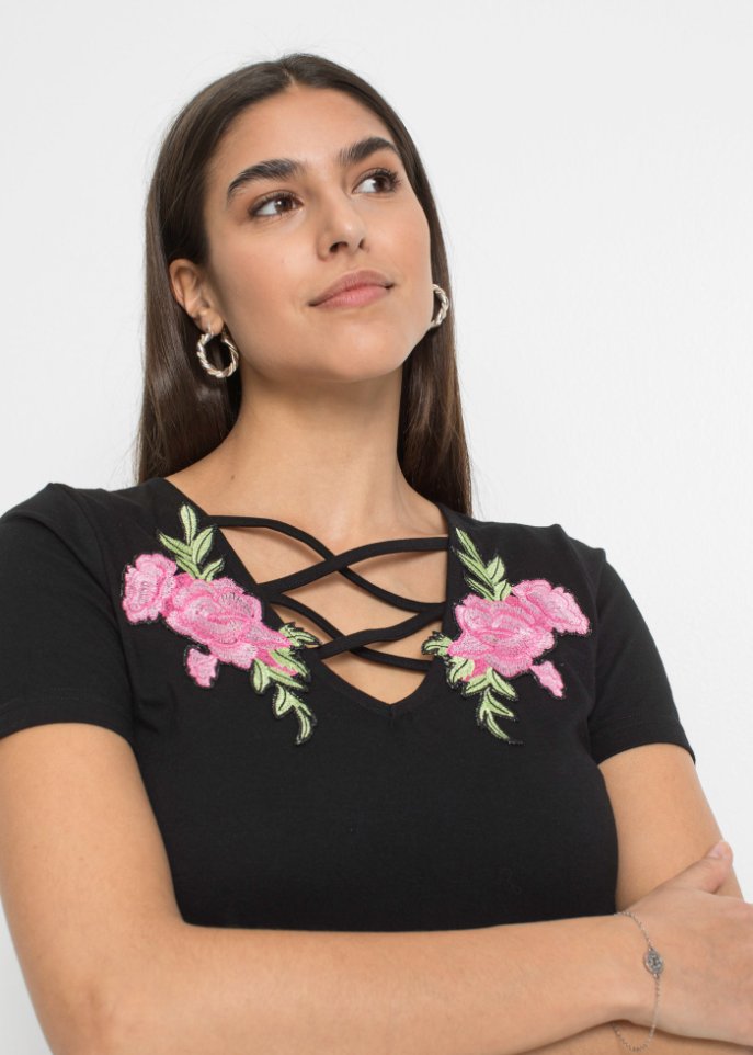 Shirt mit Rosenstickerei