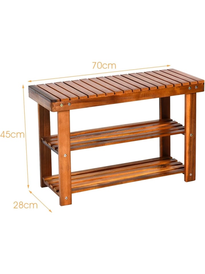 COSTWAY Schuhregal mit Sitzbank 70x28x45cm in Braun günstig kaufen onesize