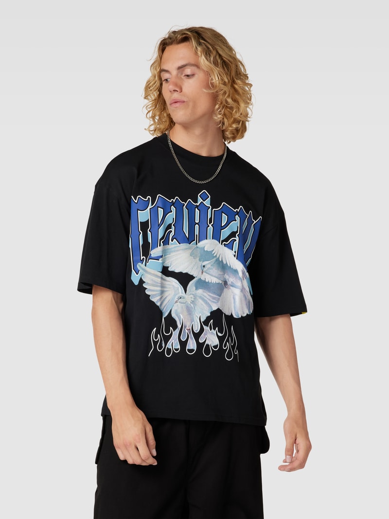 T-Shirt mit Motiv-Print in schwarz