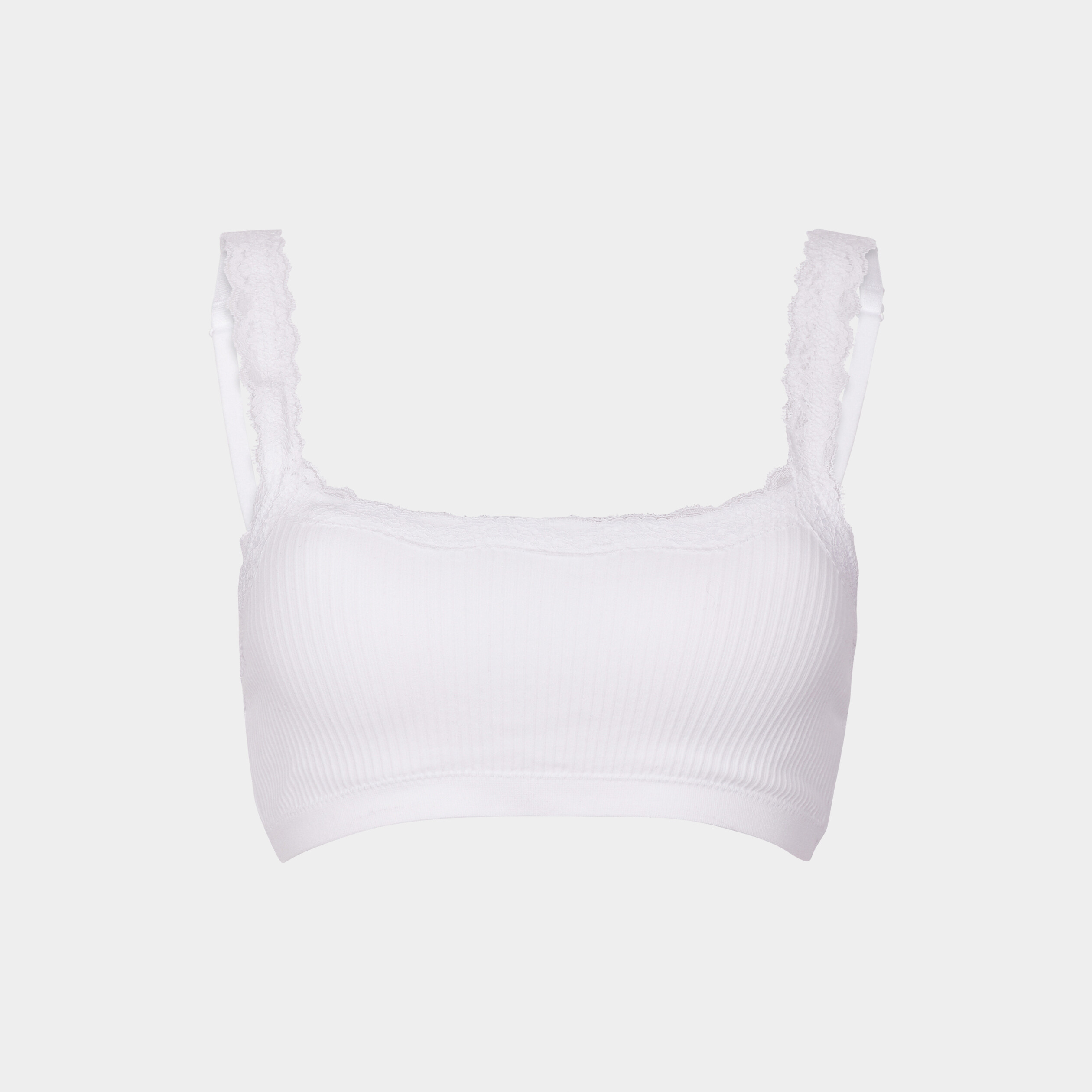 Soutien-gorge brassière côtelé blanc femme | La Halle