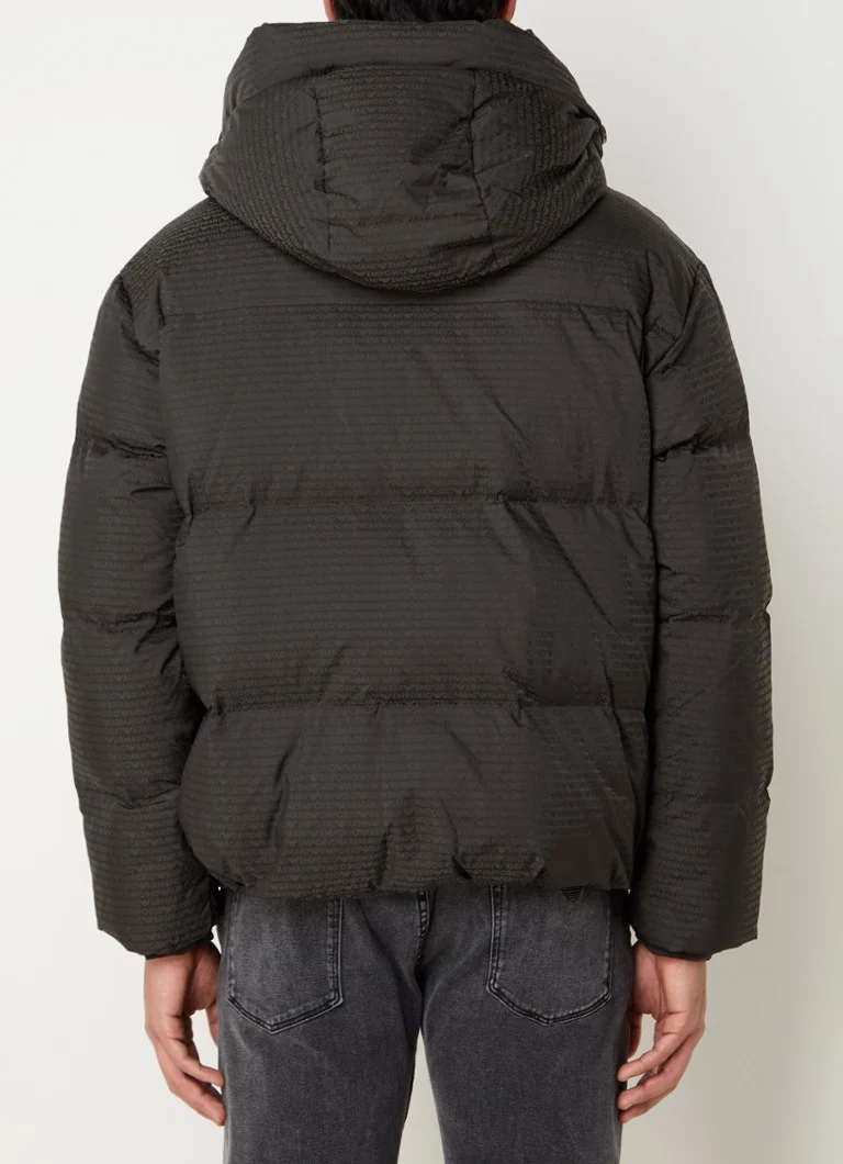 Jachetă matlasată din puf de gâscă Emporio Armani cu logo imprimat.