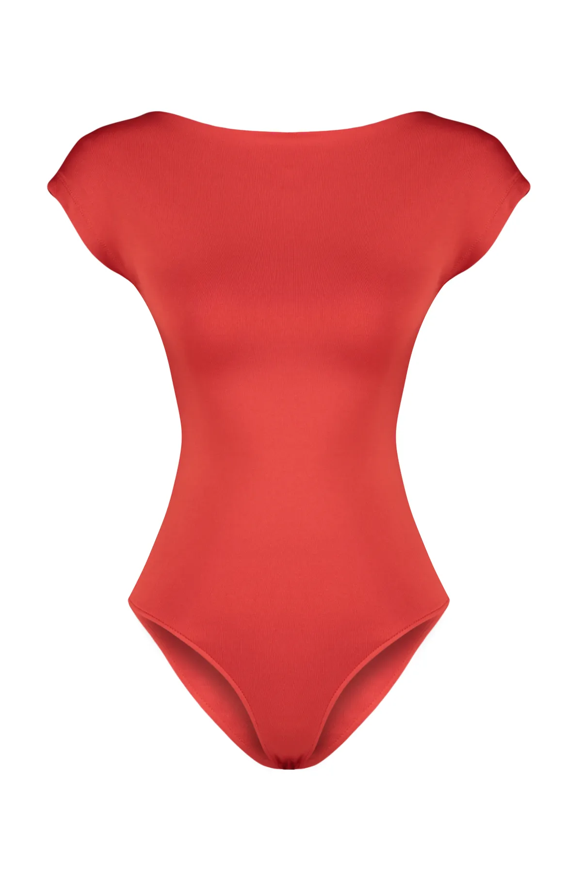 Trendyol Collection  Roter taillierter/körpersitzender Strick-Body mit U-Boot-Ausschnitt und flexiblem Druckknopfverschluss TWOSS24BD00029