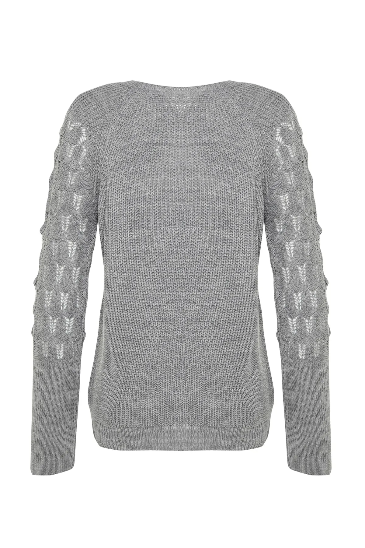 Trendyol Collection  Grauer strukturierter Strickpullover mit Rundhalsausschnitt TWOAW20KZ0130