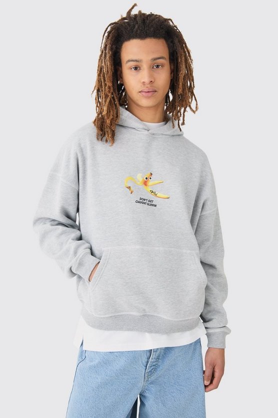 Kastiger Oversize Hoodie mit Print