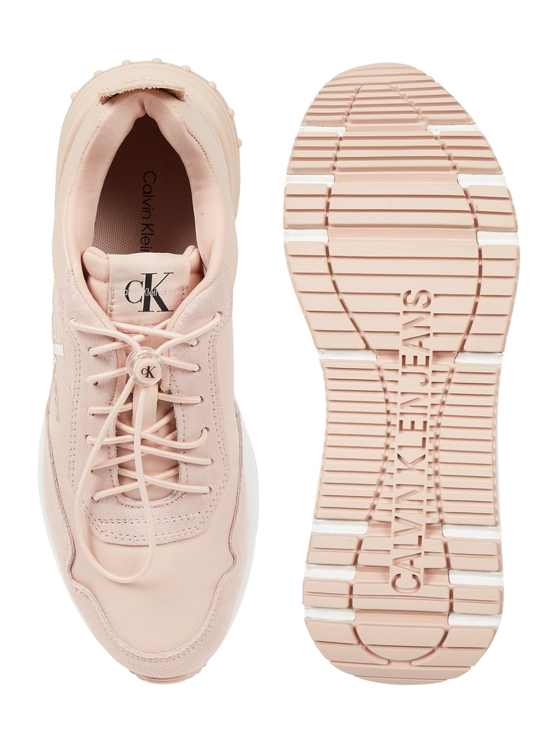 Sneaker aus Veloursleder und Textil in rosa