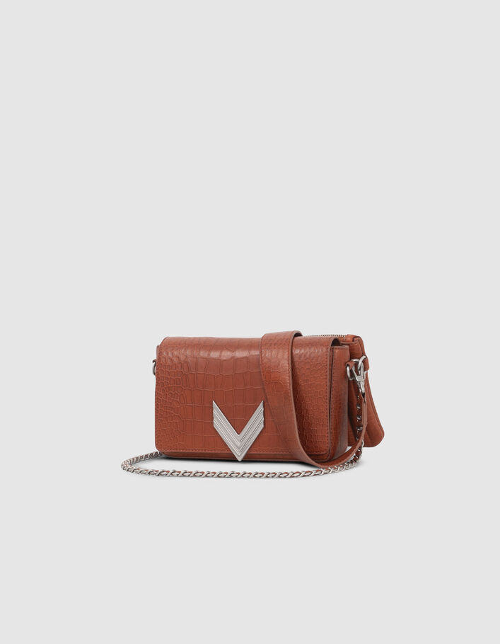 Le 111 WEST VILLAGE orange cuir embossé croco Femme