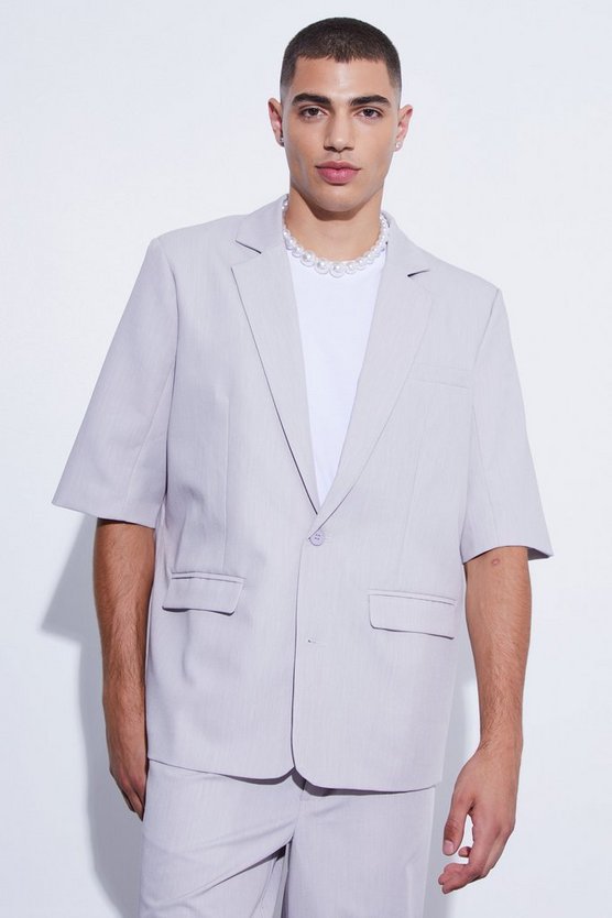 Kurzärmlige einreihige Oversize Anzugjacke