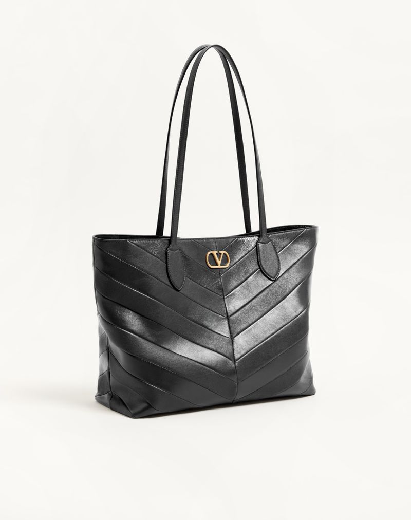 Valentino Garavani Jean Medium Shopping Bag i Nappa med Chevron-motiv