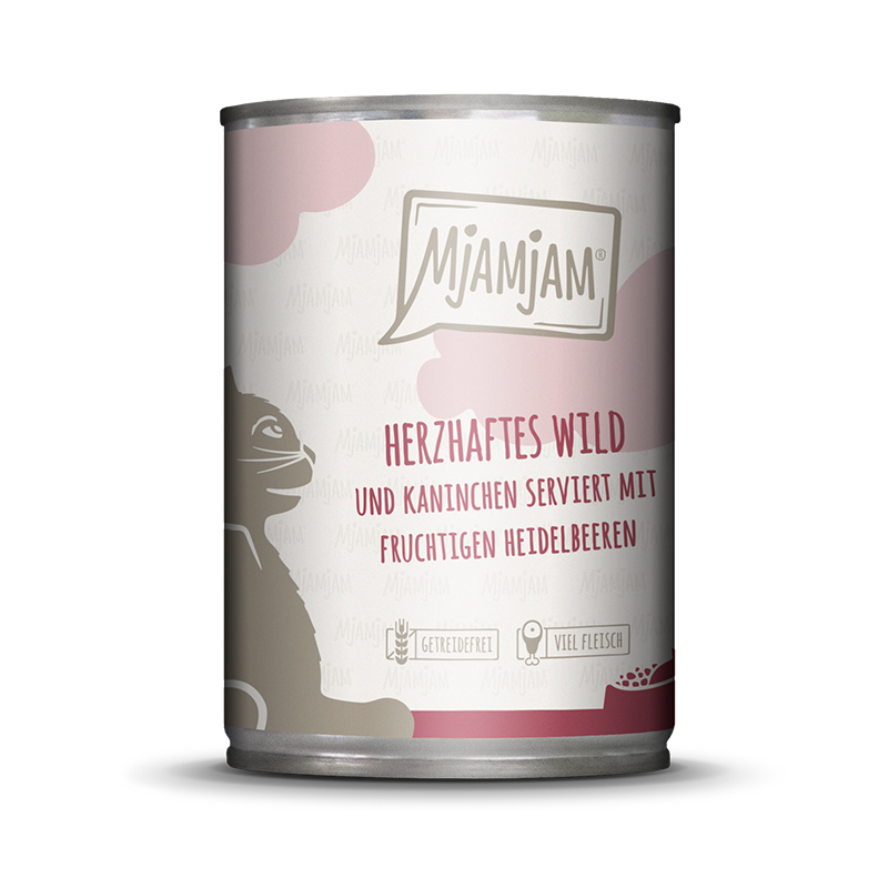 MjAMjAM Nassfutter MjAMjAM 6x400g Wild & Kaninchen mit Heidelbeeren