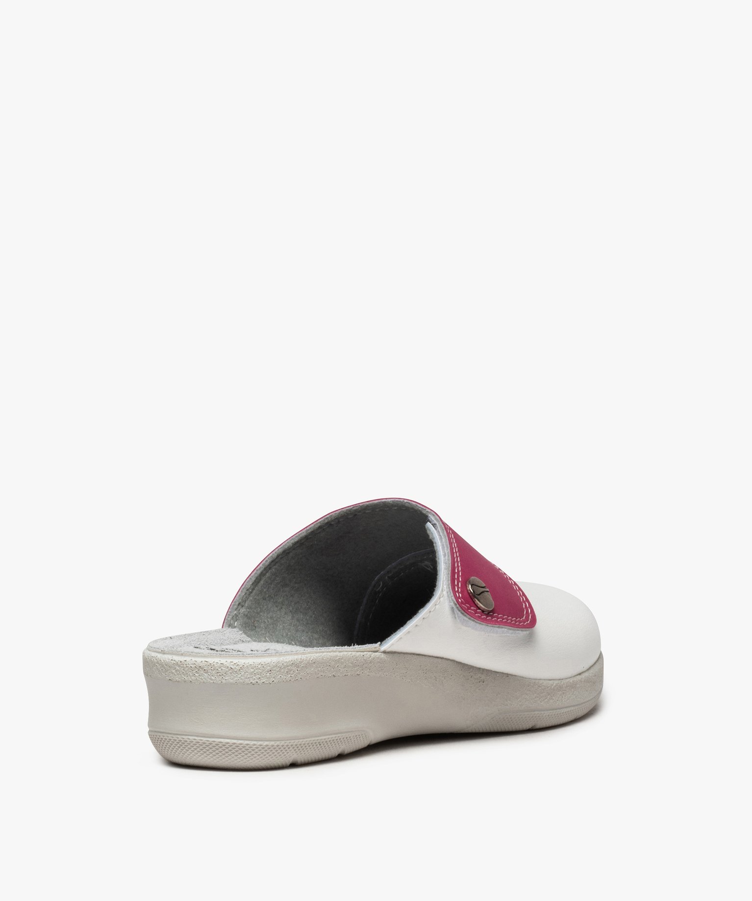 Sabots femme confort dessus bicolore ajustable à scratch blanc | GEMO