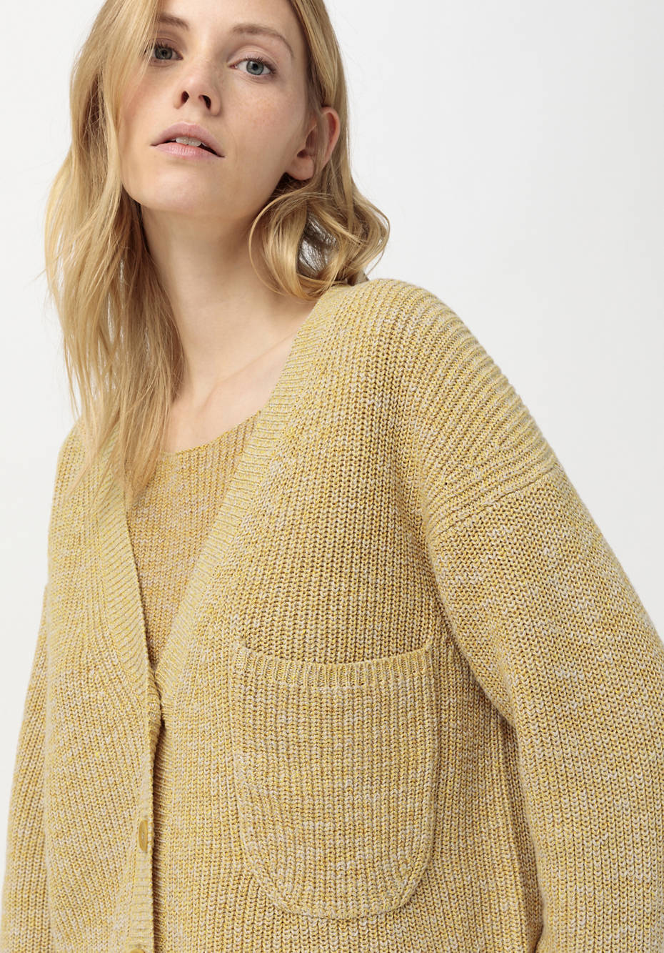 Cardigan aus Bio-Baumwolle mit Leinen