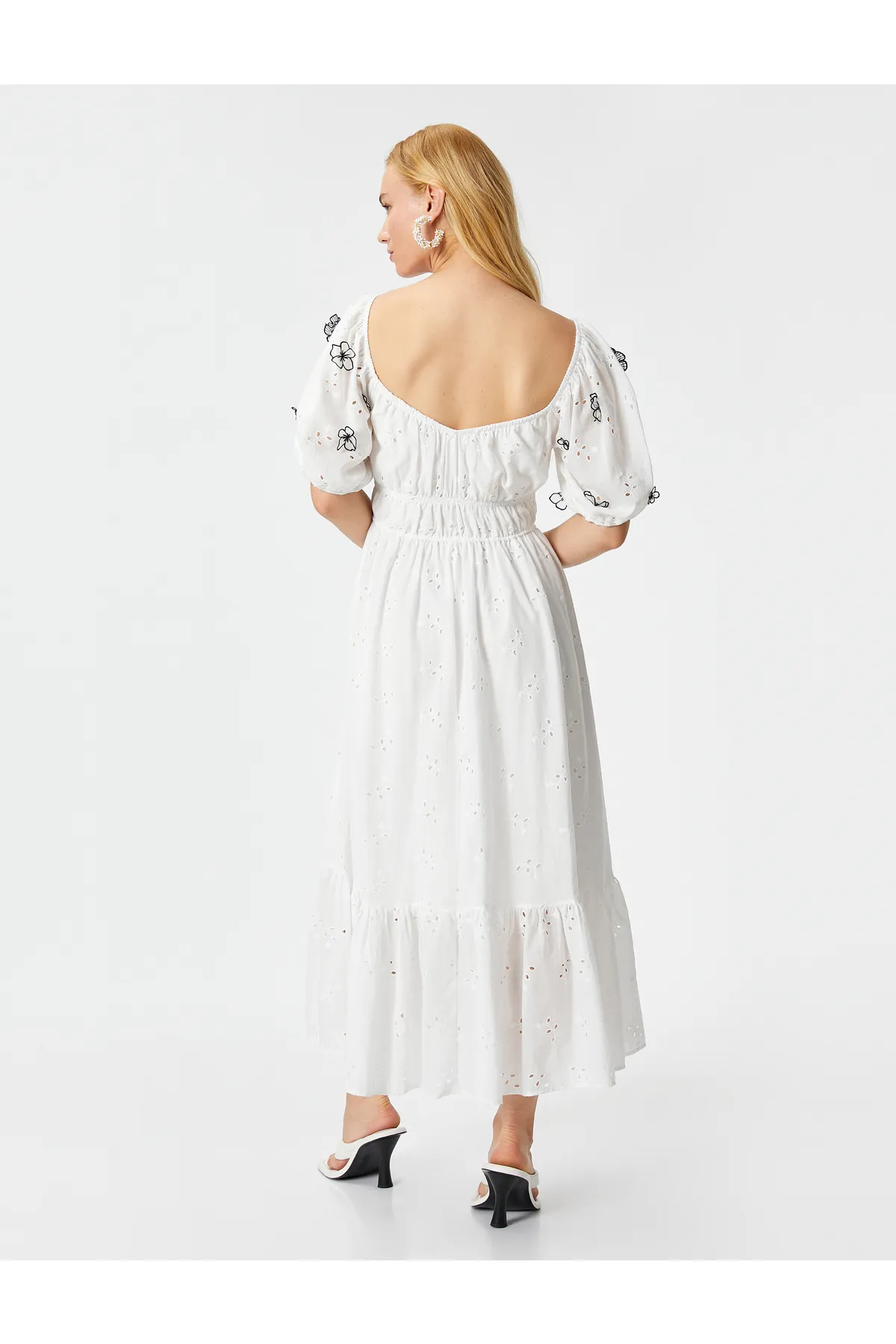 Koton  Midikleid mit Muschelsaum und Ballonärmeln