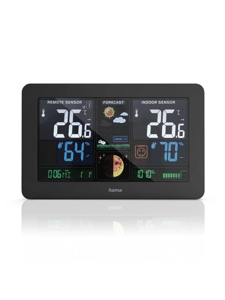 Hama Premium Wetterstation mit USB mit Powerbank-Funktion in Schwarz in Schwarz günstig kaufen onesize