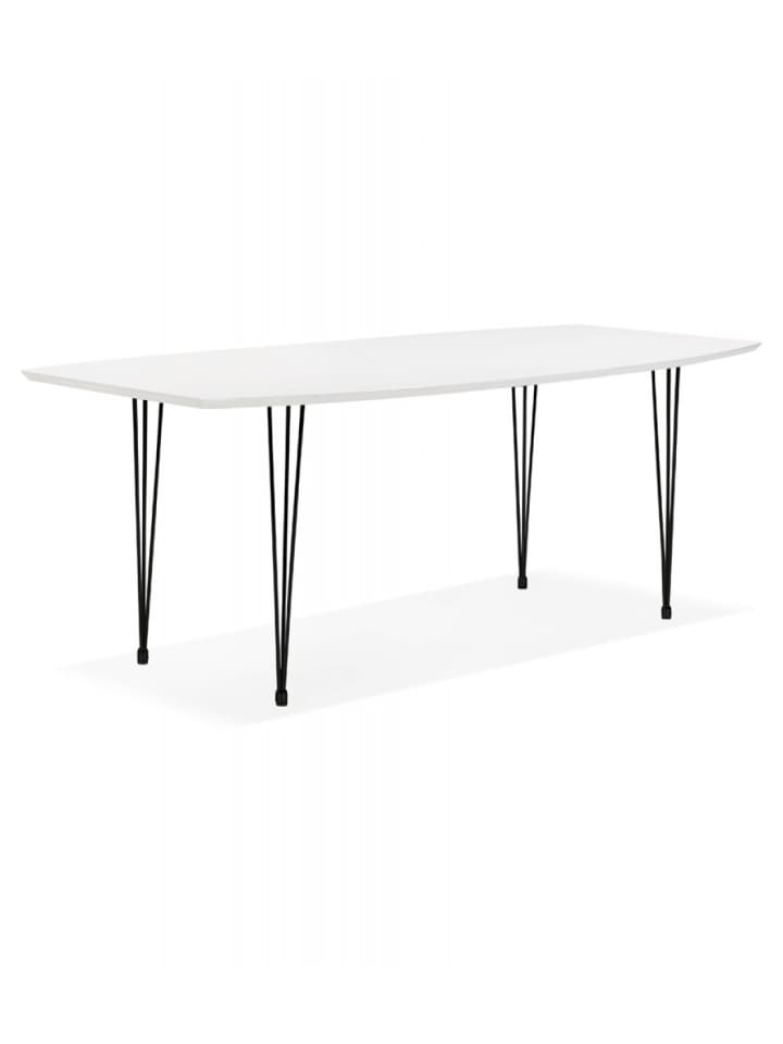 KADIMA DESIGN Ausziehbarer Esstisch aus Holz und Metall | Weiß Schwarz in Weiß-Schwarz günstig kaufen onesize