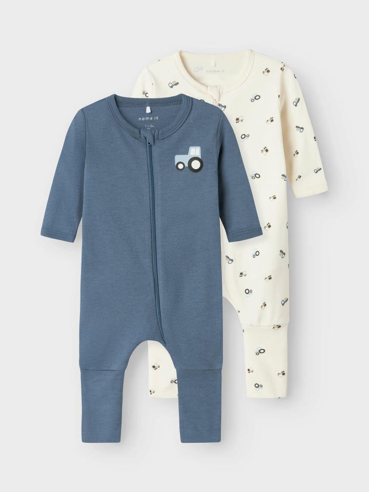 name it 2er Pack Schlafstrampler NBMNIGHTSUIT JET TRACTOR in jet stream günstig kaufen