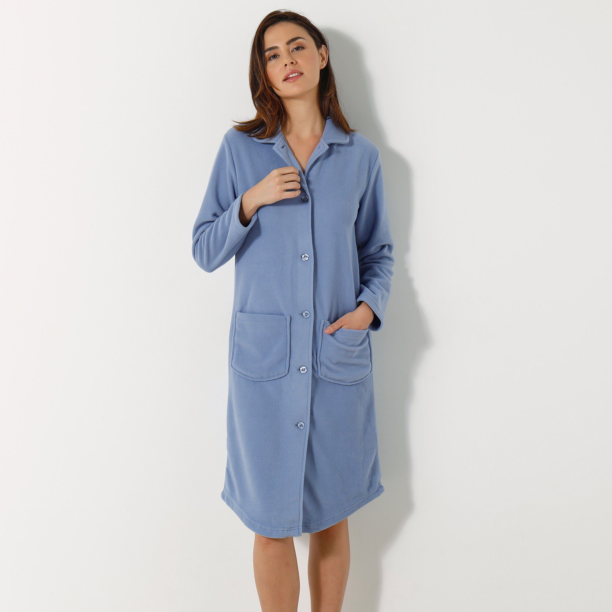 Peignoir polaire boutonné