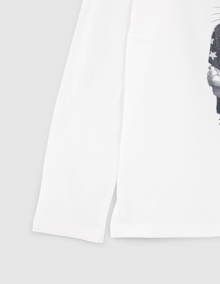 T-shirt blanc cassé visuel lionne-pom pom girl fille