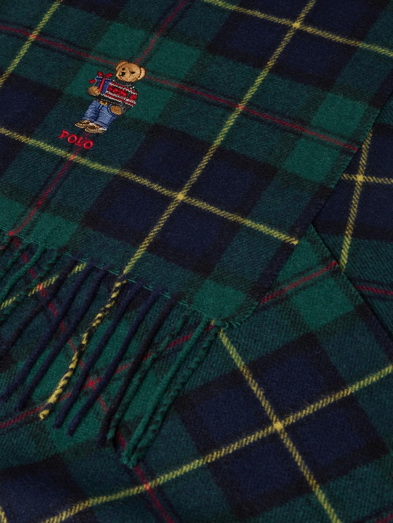 Wollschal mit Label-Stitching in grün