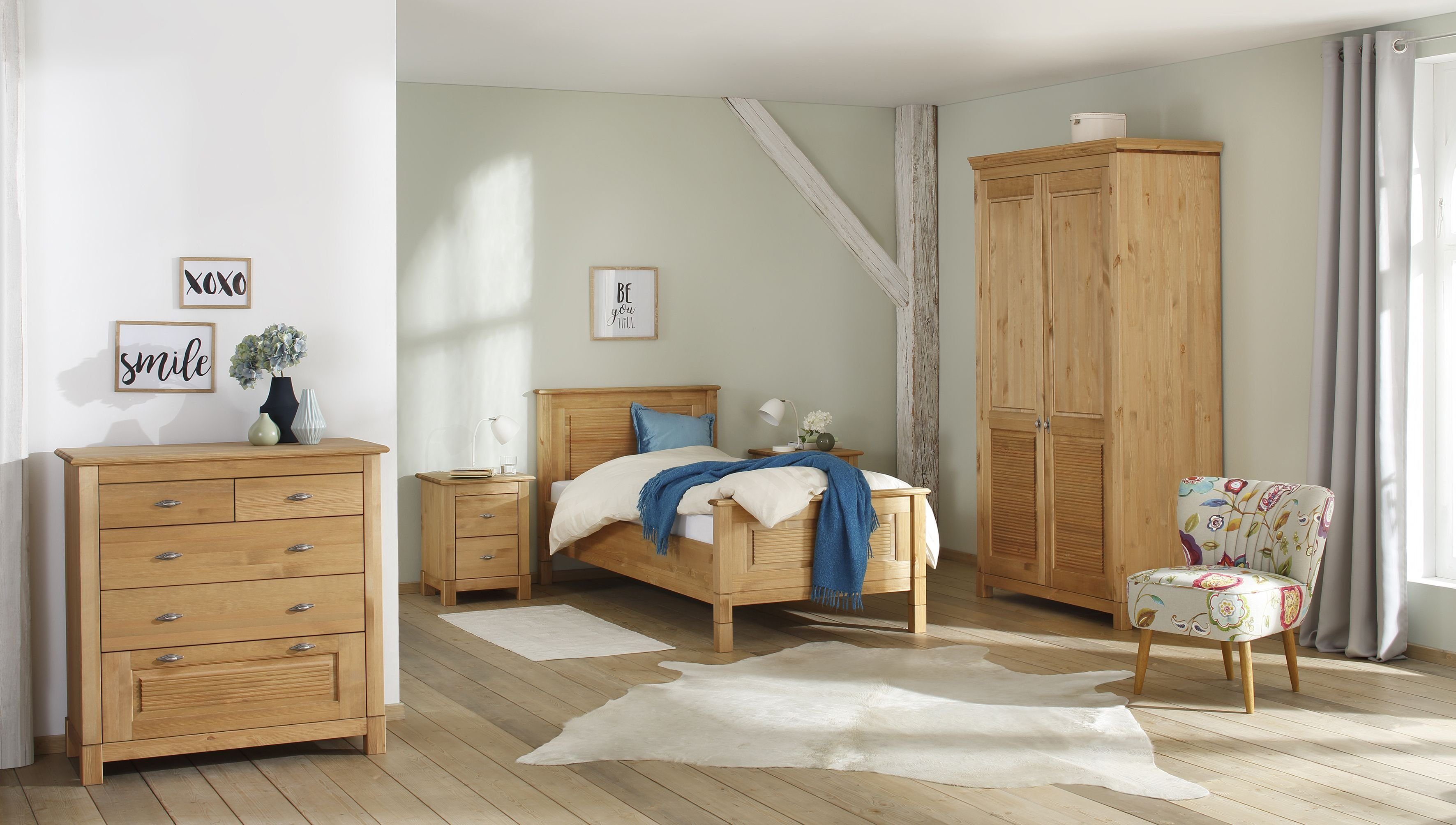 Home affaire Schubkastenkommode Rauna, aus massiver Kiefer mit 5 Schubladen, Breite 96 cm