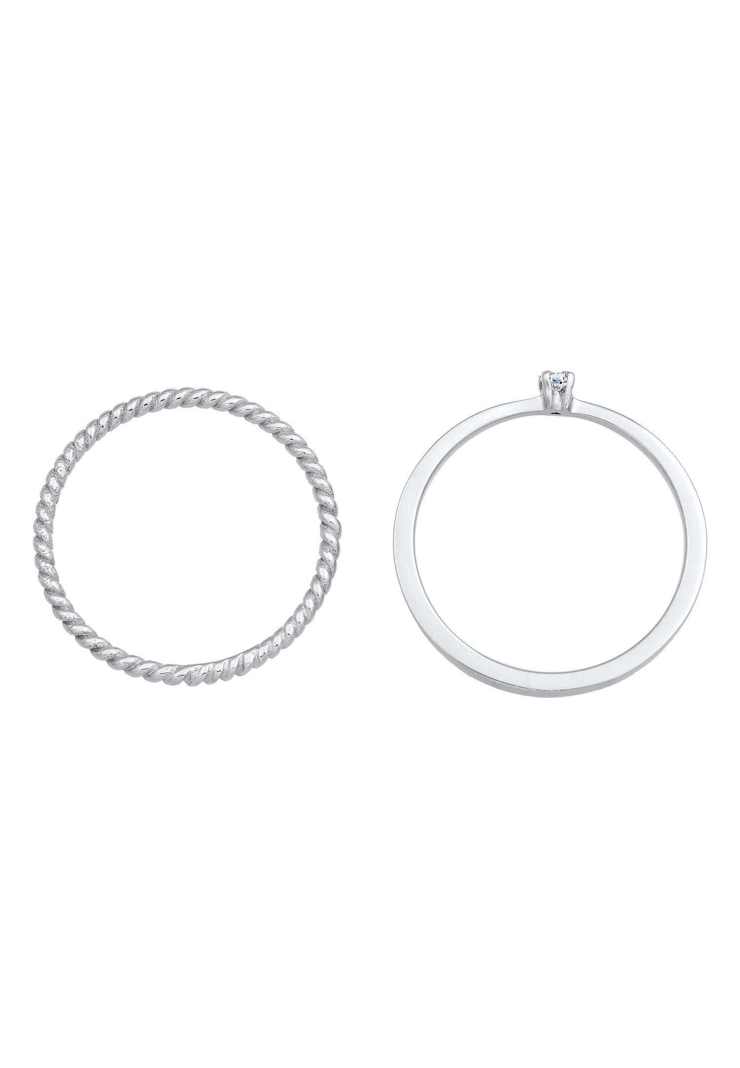 Zestaw damski Twisted Solitaire Elli DIAMONDS z 2 diamentami (0,03 ct.) w srebrze próby 925