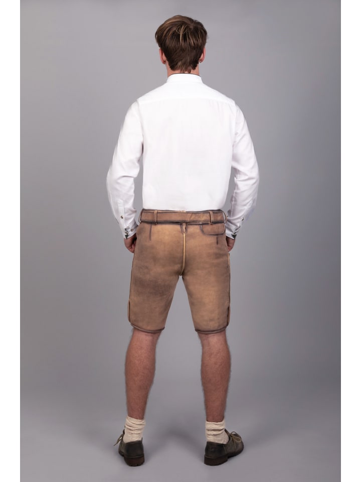 Edelnice Kurze Wildbock Lederhose Peter grün sämisch in braun günstig kaufen