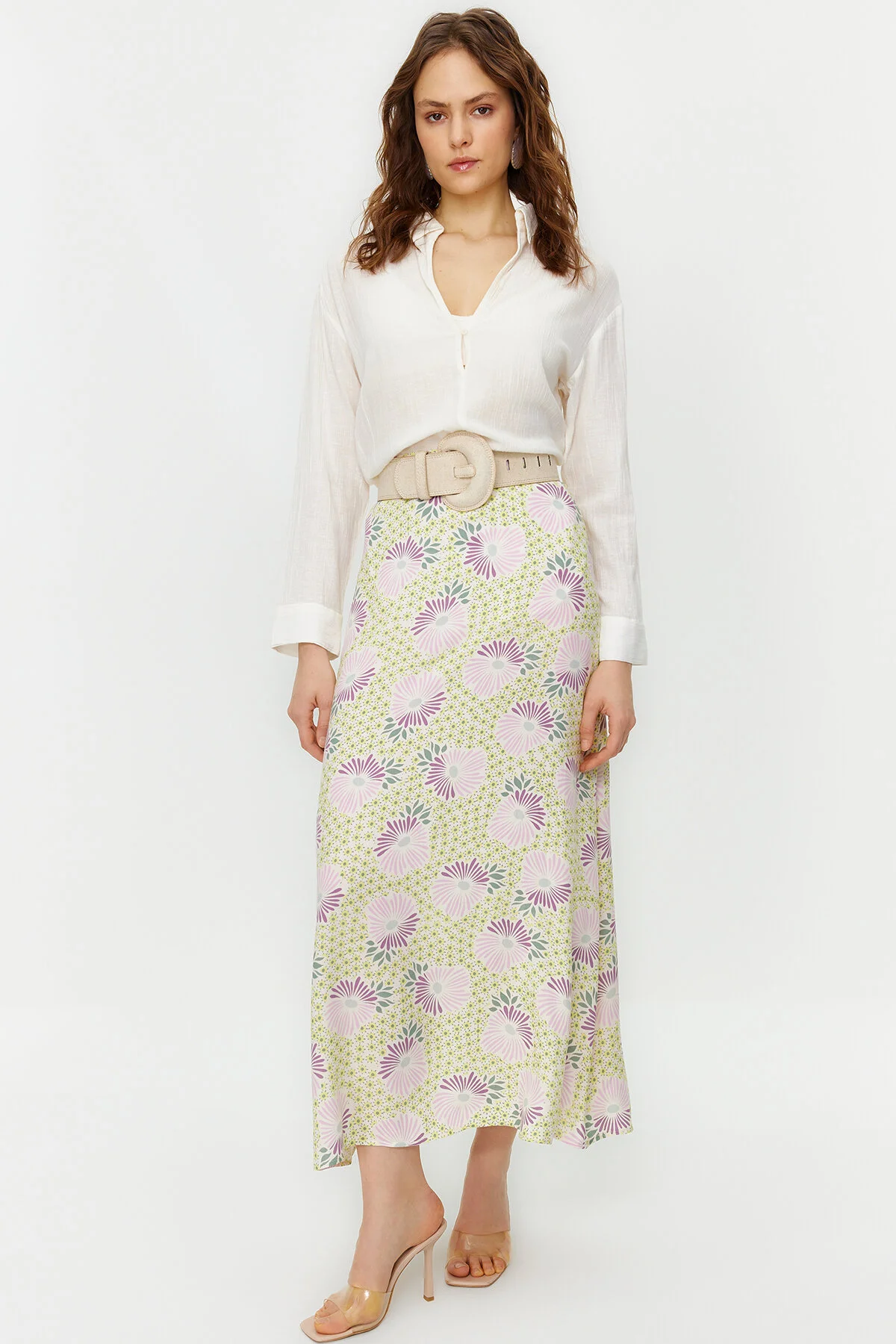 Trendyol Modest  A-Linien-Webrock mit Puderblumenmuster TCTSS22EE0006