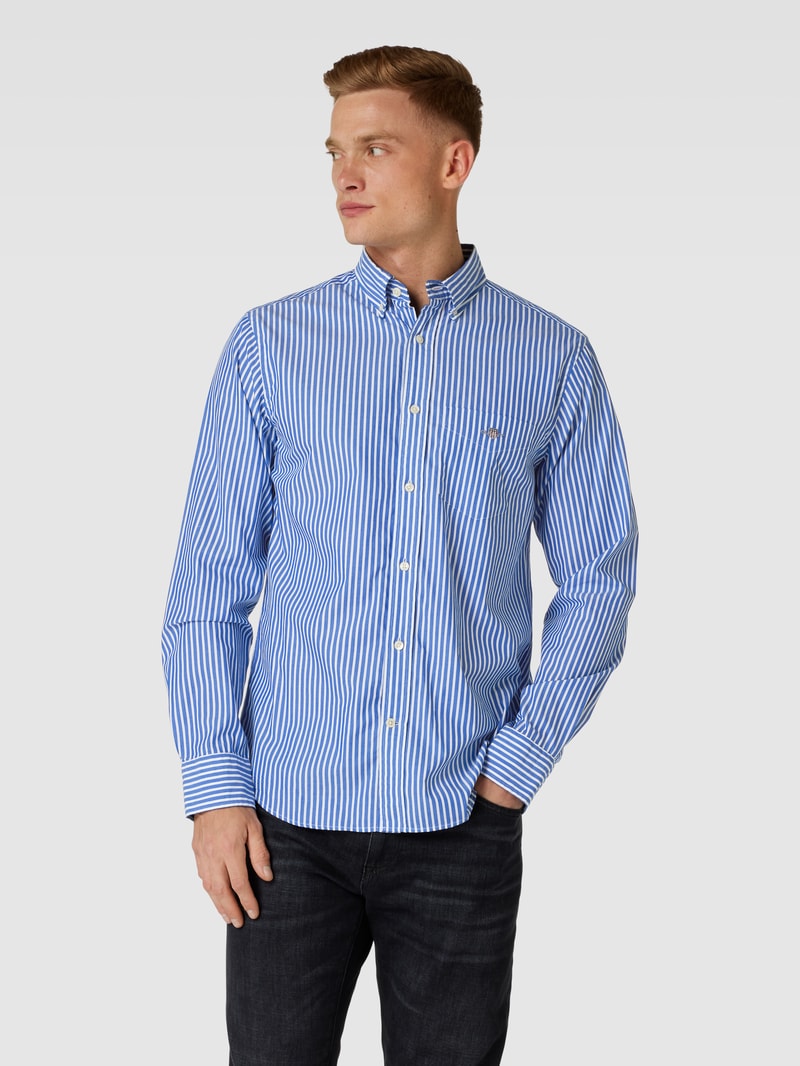 Regular Fit Freizeithemd mit Streifenmuster Modell 'POPLIN' in blau