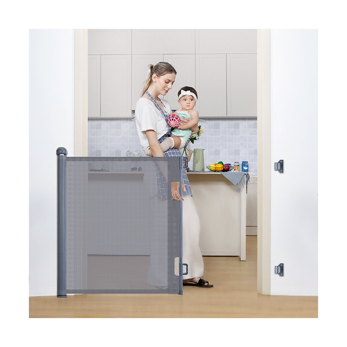 Einziehbare Schutztür Türschutzgitter 0-140cm