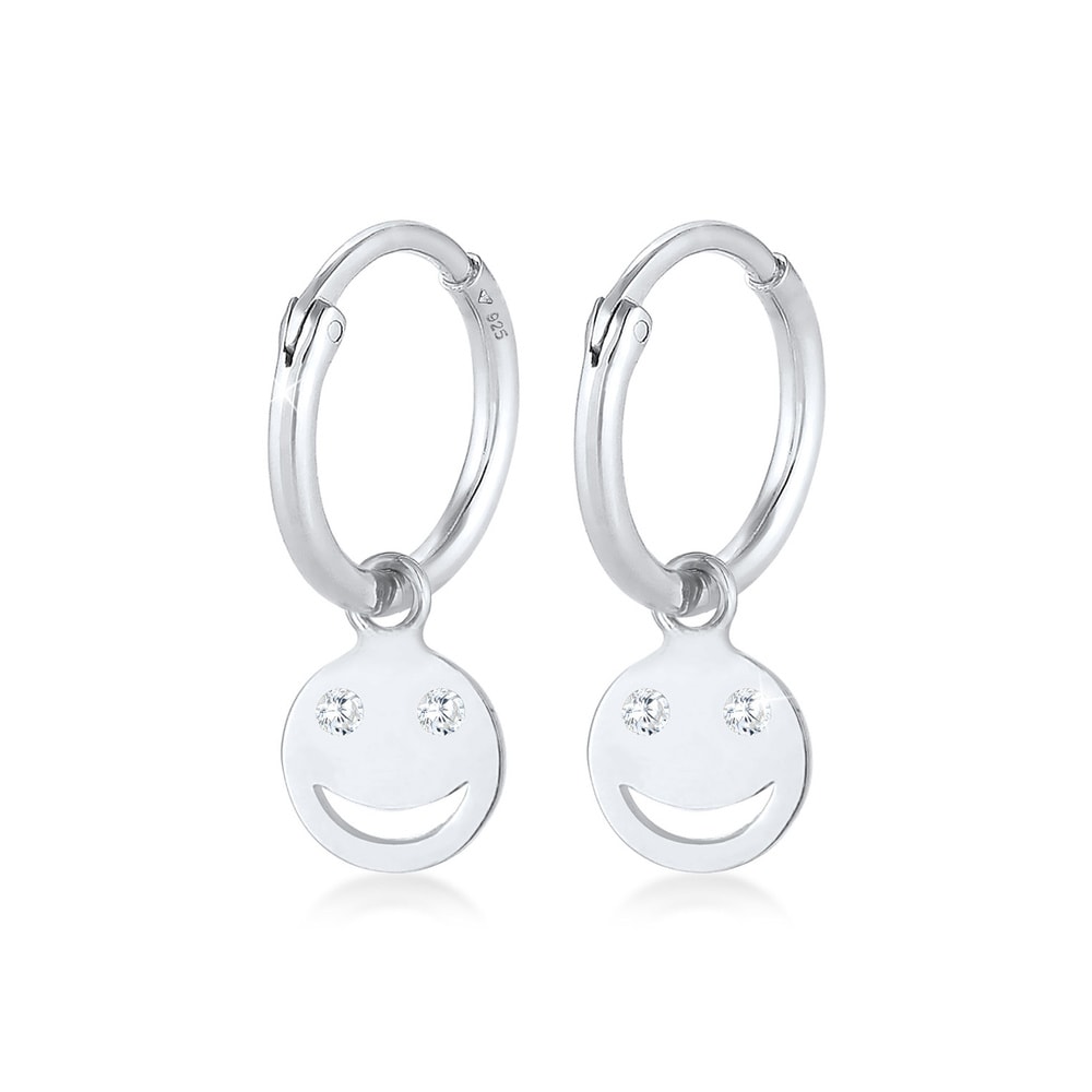 Elli Elli Boucles d'Oreilles Tendance Emoji Smile pour femme avec cristaux de zircone  Boucles d'oreilles