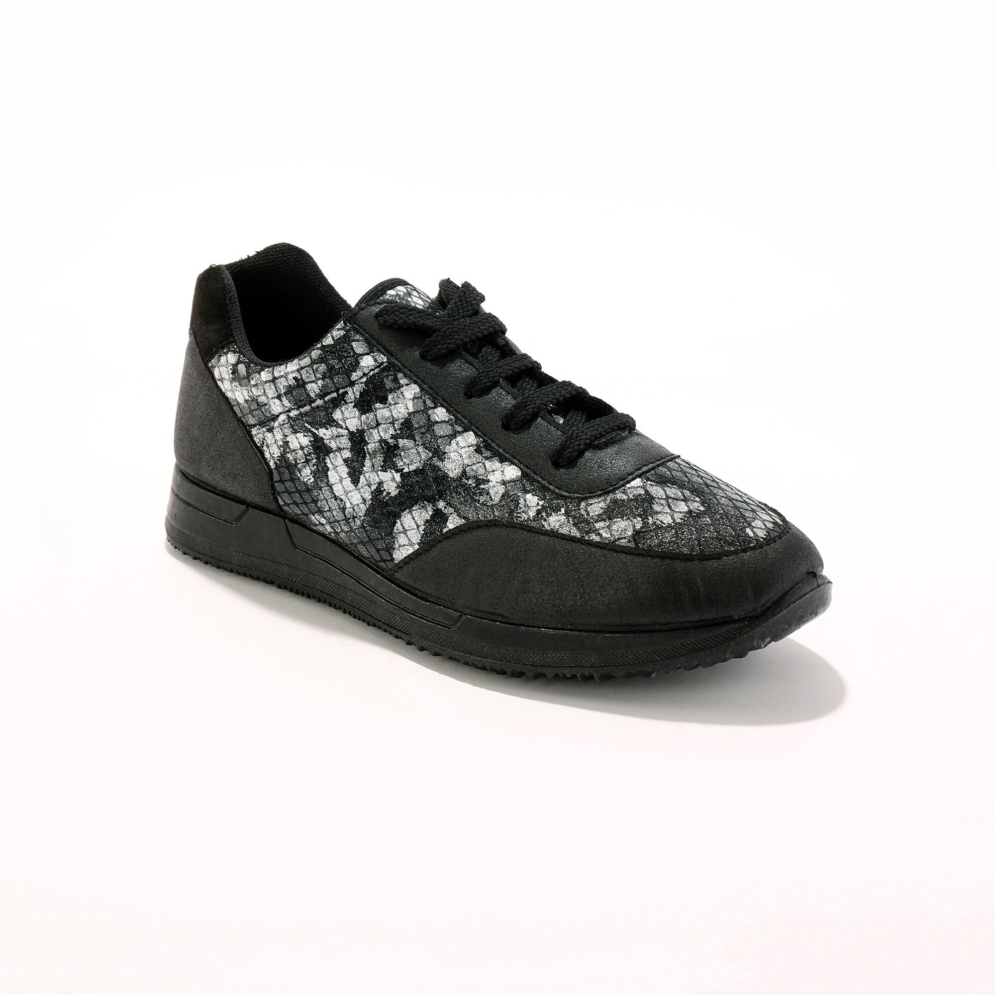 Baskets lacées spécial pieds sensibles en tissu extensible