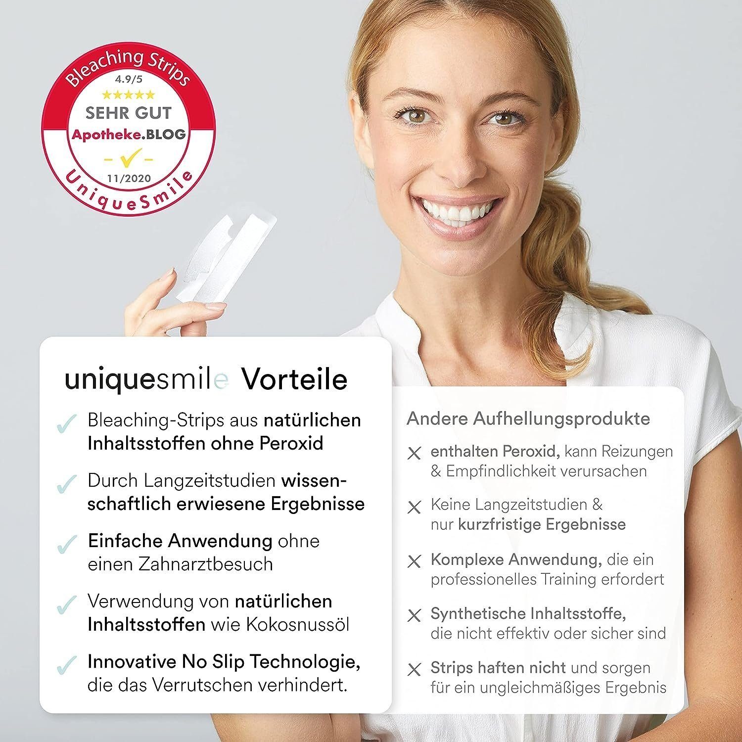 Uniquesmile White Stripes Zahnaufhellung, Zahnaufhellung Streifen, Whitestrips, Bleaching Weiße Zähne