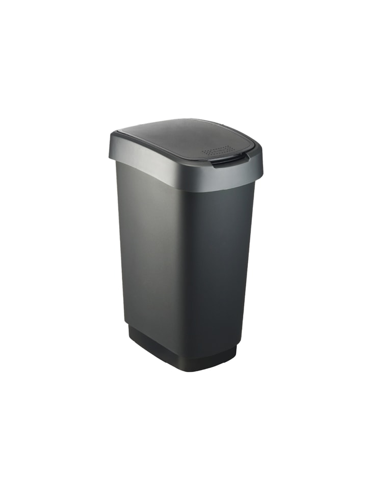 Rotho TWIST Abfalleimer 50l - 2-in-1 Deckel - ideal zur Mülltrennung zuhause in Dunkelsilber günstig kaufen onesize