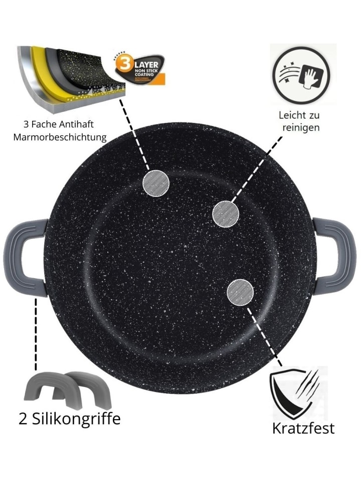 Cheffinger Aluguss Kochtopf Ø24cm mit Glasdeckel in Schwarz günstig kaufen onesize
