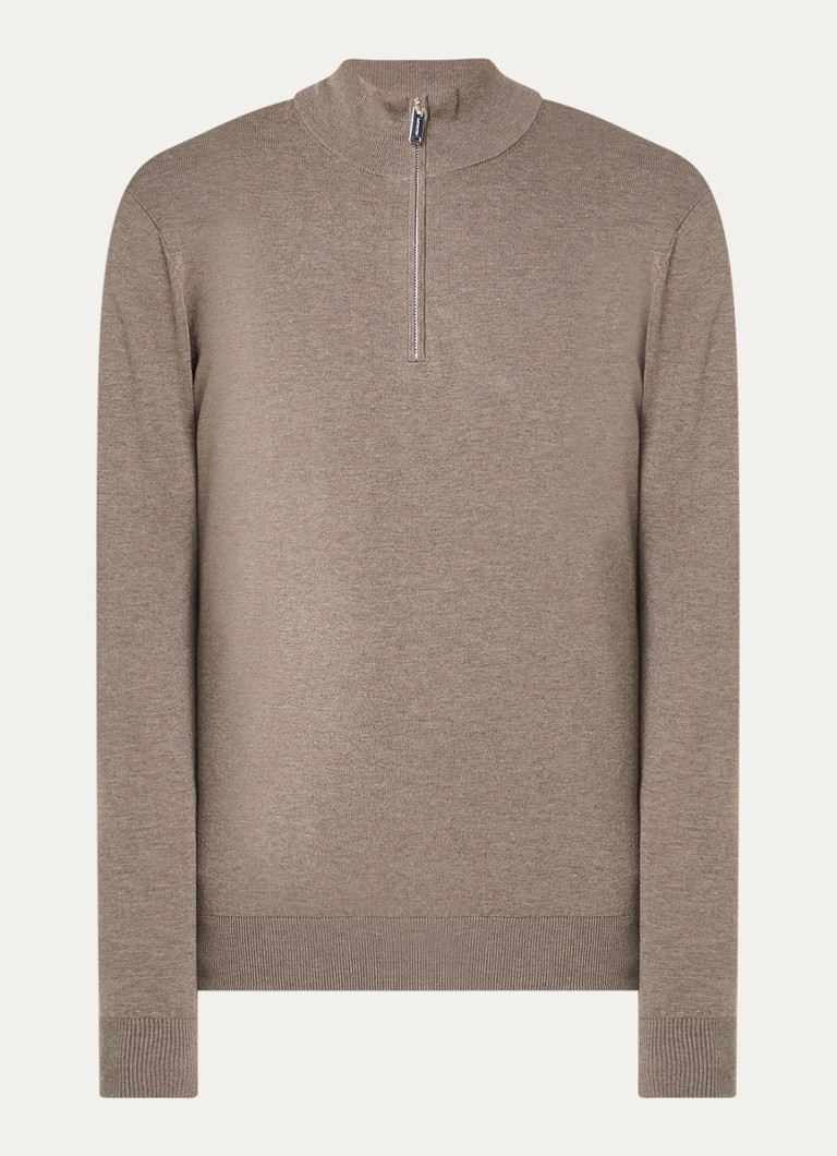 Profuomo Fine-knit pullover with half zip
