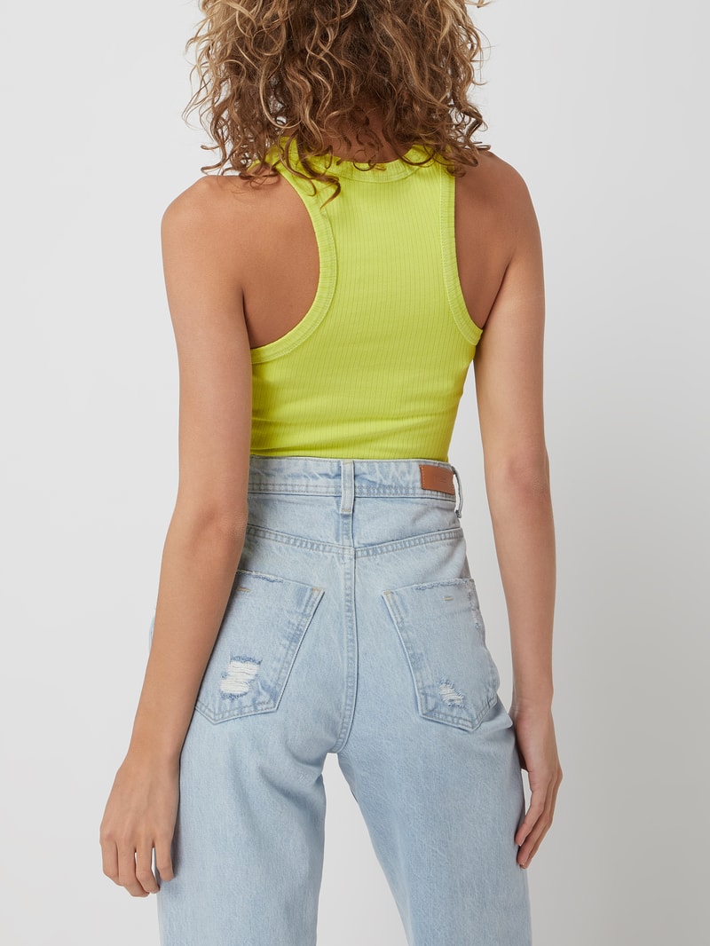 Crop Top mit Rippenstruktur  in hellgelb