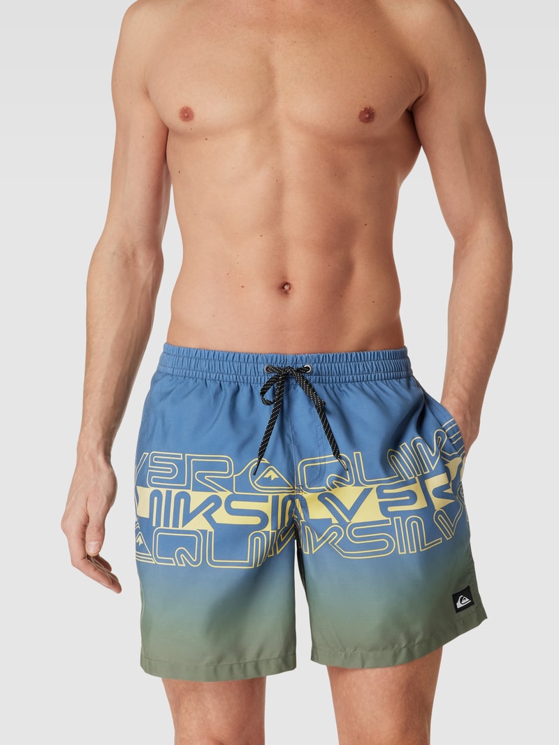 Badehose mit Label-Print in blau