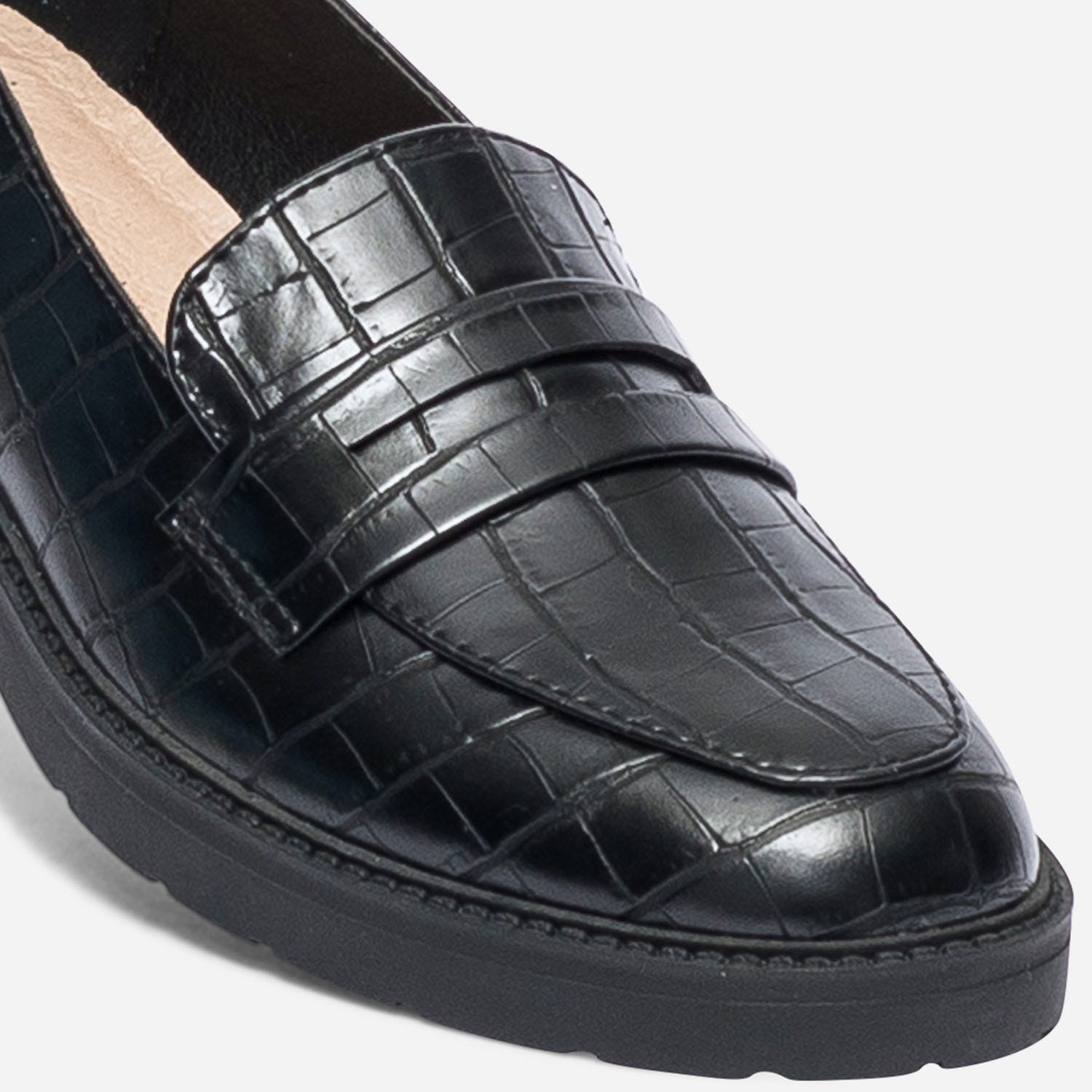Mocassin TEXTO noir effet croco