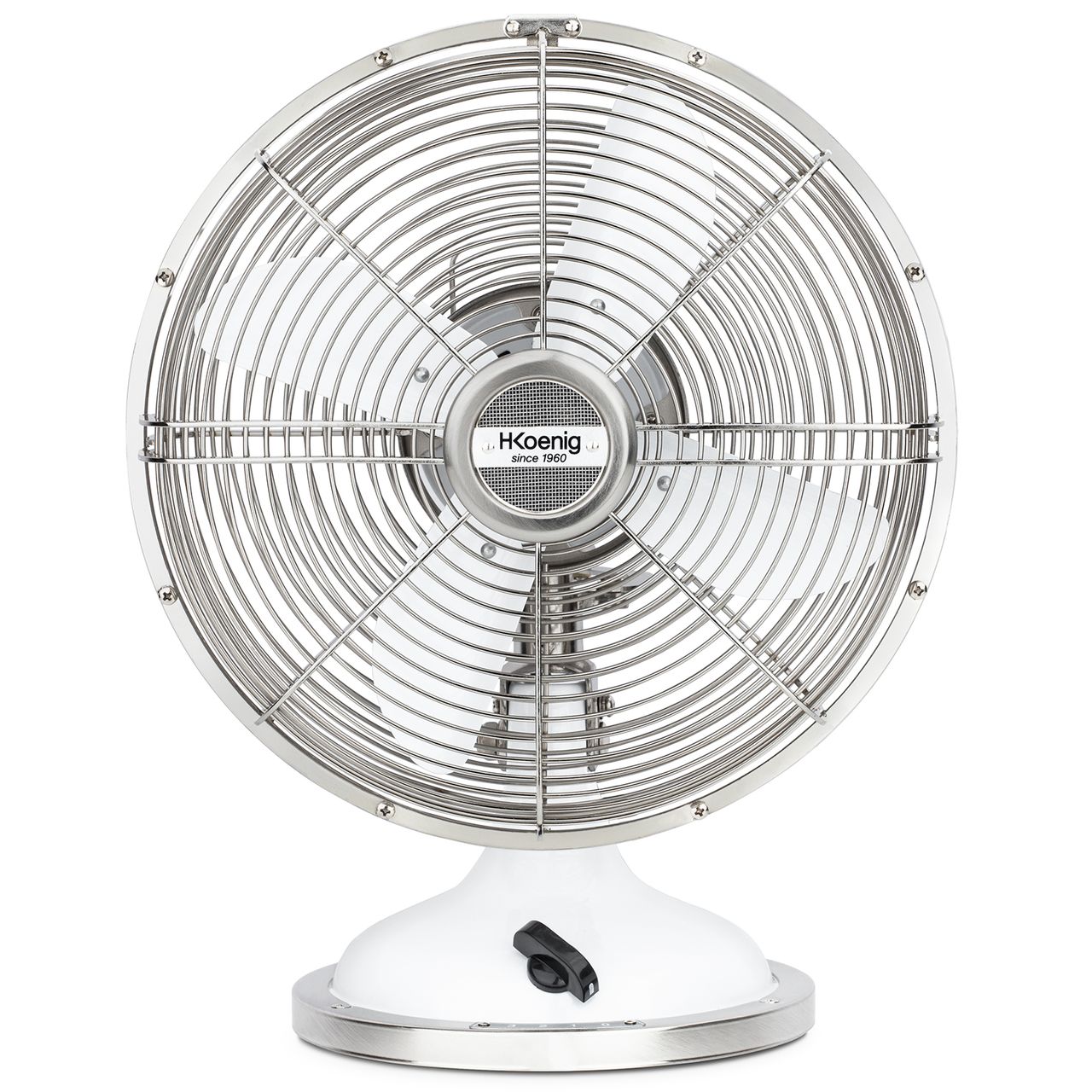 H.Koenig Elektrischer Tischventilator im Retro-Stil, weiß