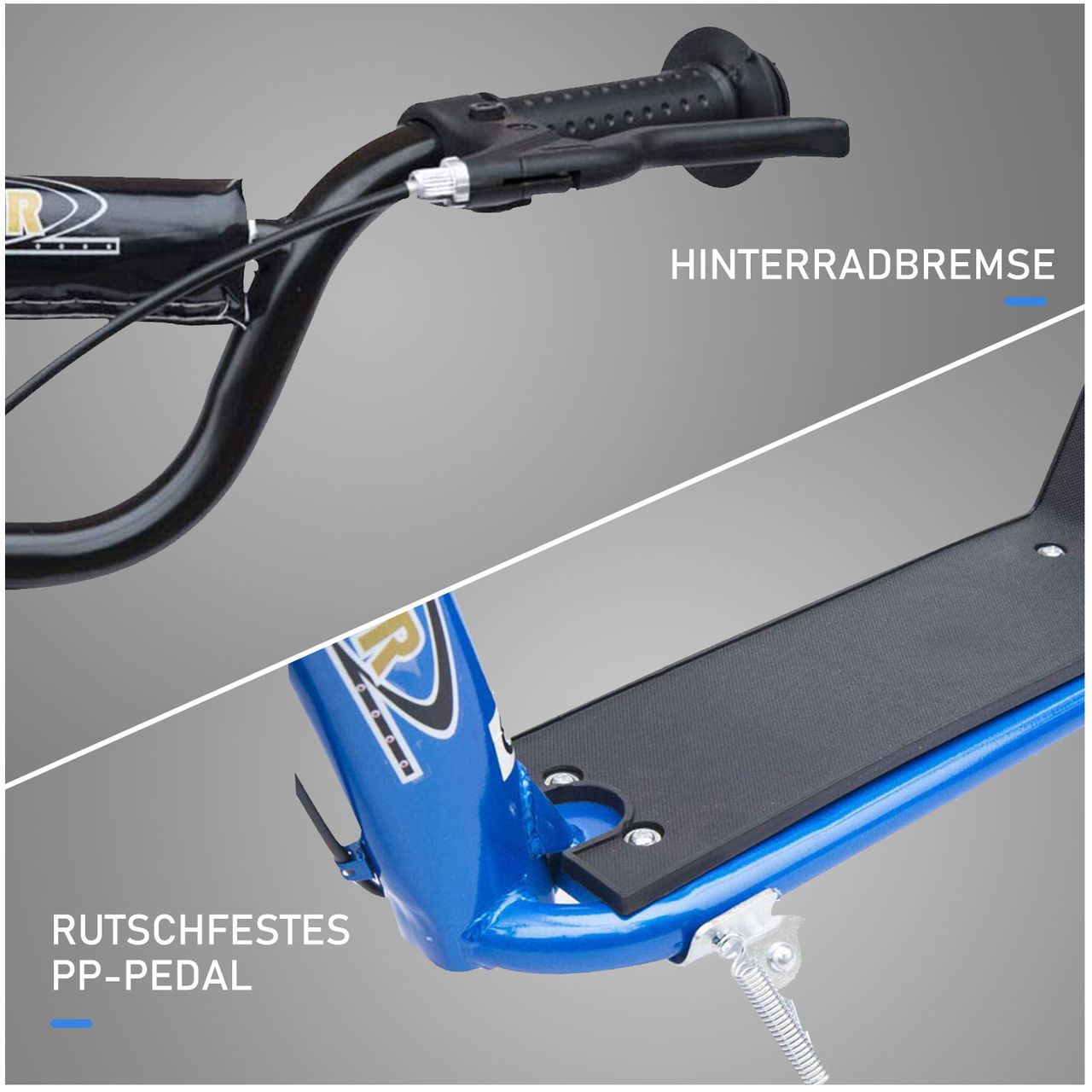 HOMCOM Kinderroller mit Hinterbremse 12 Zoll Scooter Tretroller EVA Blau