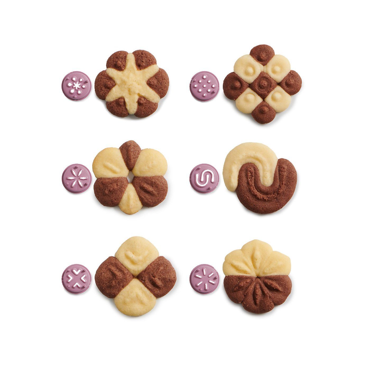Betty Bossi Gebäckpresse Cookie Press, (7-tlg), zweifarbige Kekse und Plätzchen