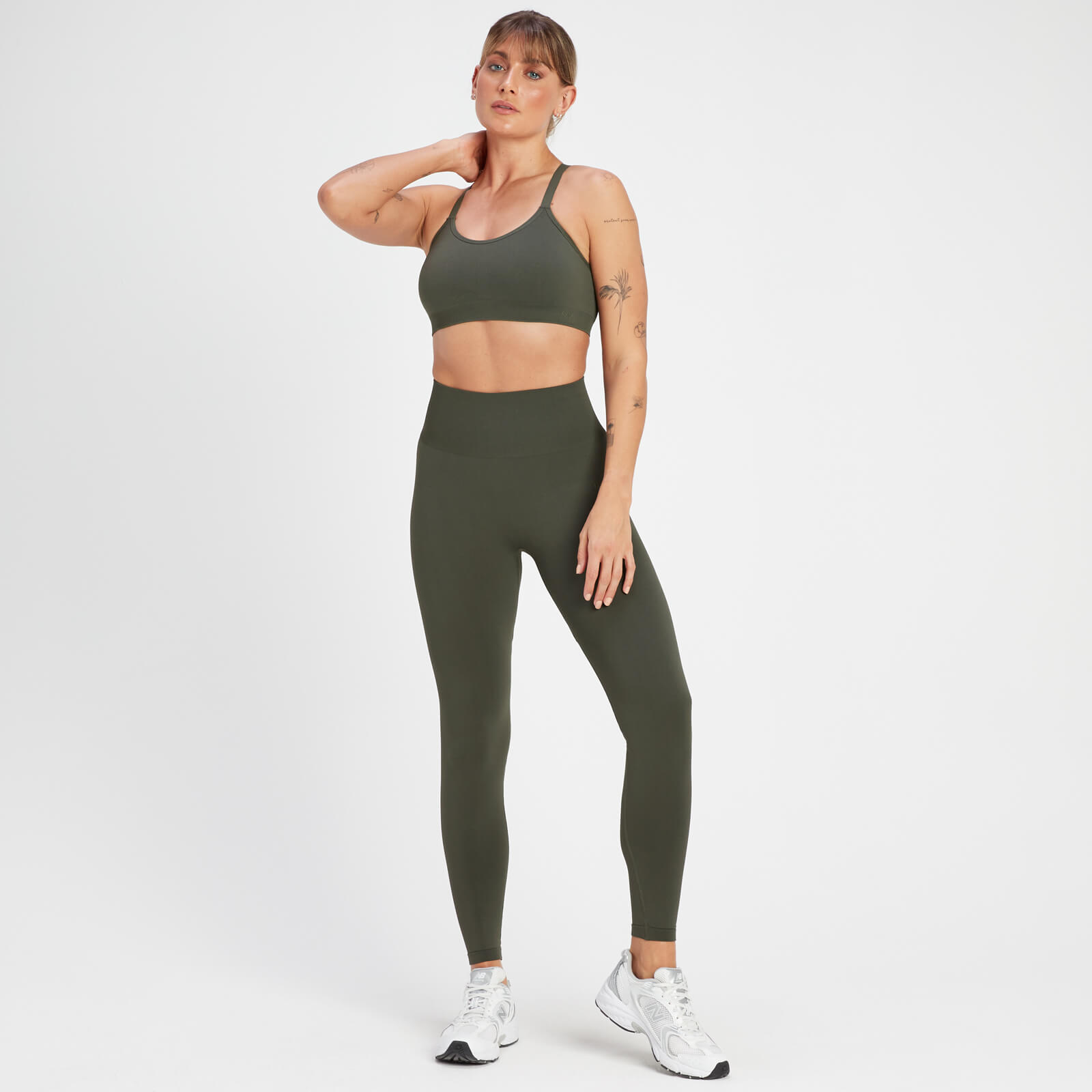 Brassière de sport sans coutures à dos croisé MP Rest Day pour femmes – Vert taupe